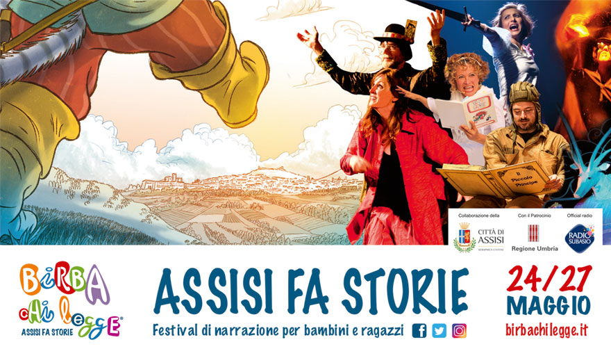 Manifesto del Festival Assisi fa storie 2018 organizzato da Birba