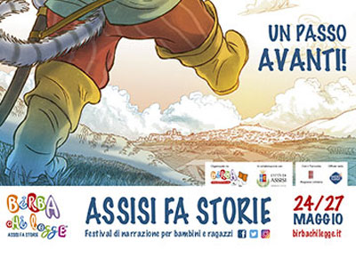 Assisi fa storie 2018. Poster of the storytelling festival organized by Birba